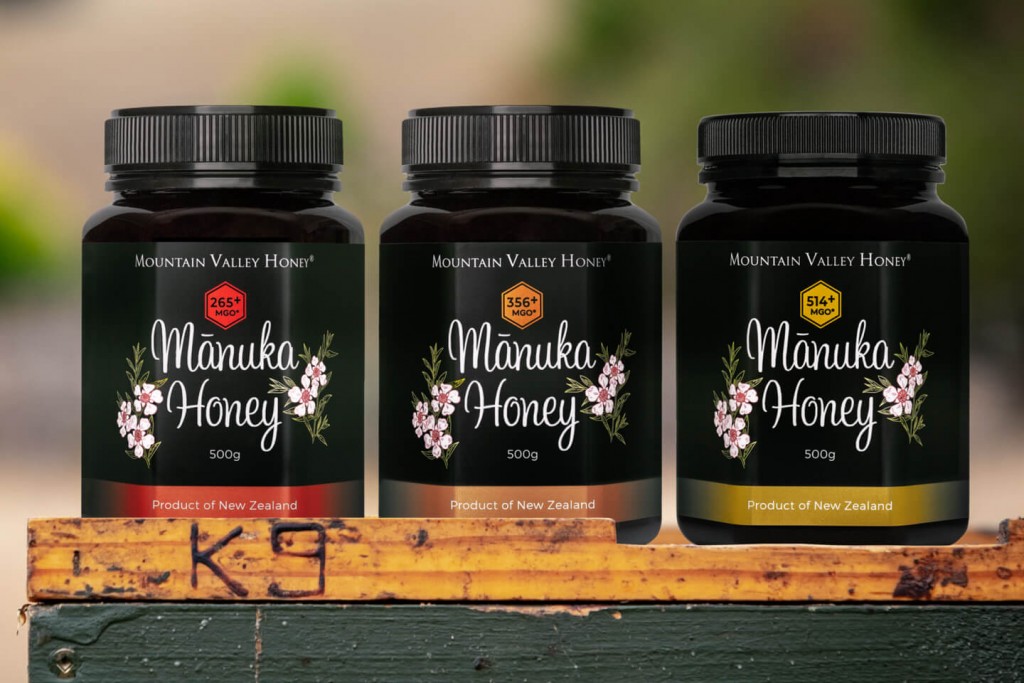 Manuka Honey with different MGO levels: MGO 265+, MGO 356+ and MGO 514+